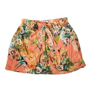 Zara Trafuluc Peach Tropical Tie Front Skirt S